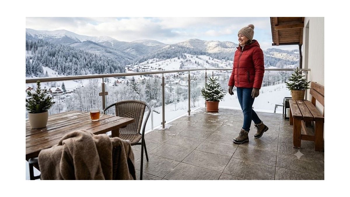 Gresie portelanata antiderapanta pe balcon, rezistenta la inghet