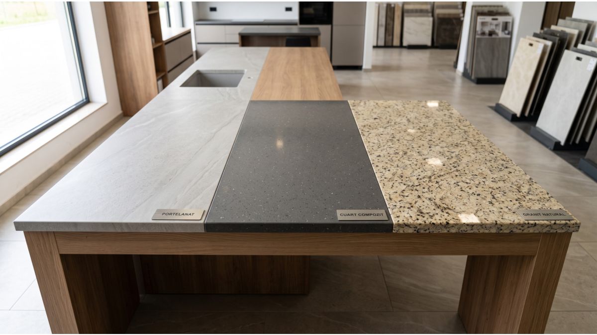 Lastre ceramice, cuart sau granit pentru blatul de bucatarie