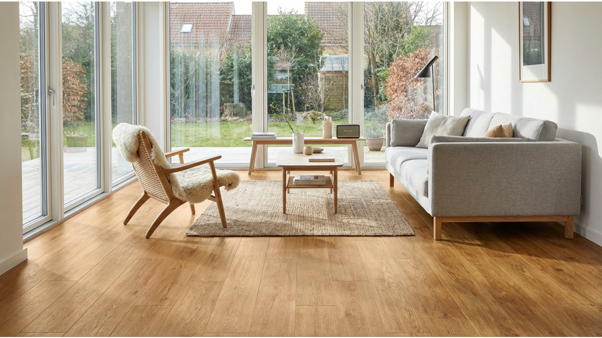 Living modern cu gresie imitatie lemn - comparatie parchet vs gresie
