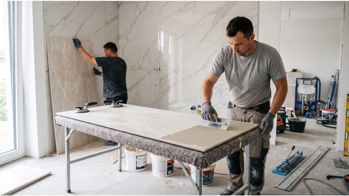 Lastre ceramice 120x280: transport, taiere si montaj fara fisuri