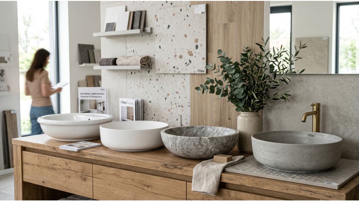 Lavoar din ceramica, compozit, piatra sau gresie portelanata: ce material alegi?
