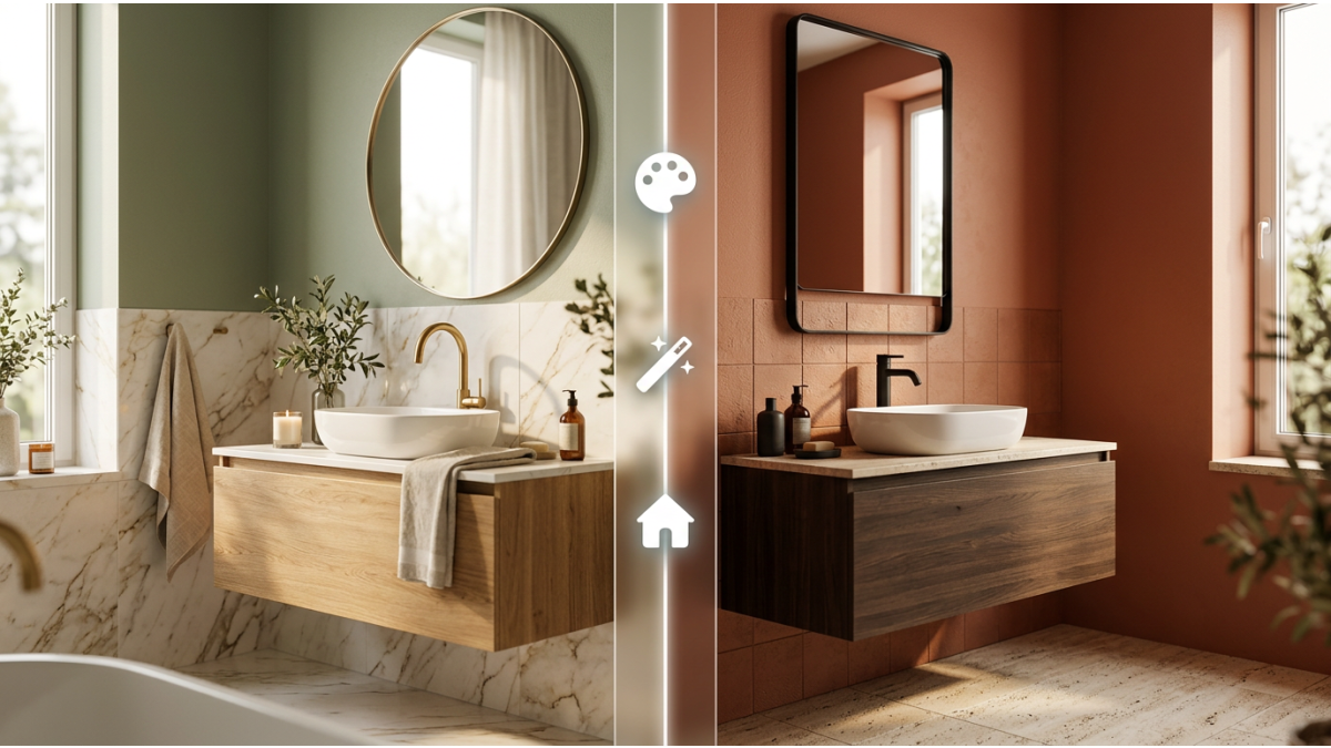 MoodLab iTiles — vizualizator AI pentru design interior cu gresie calacatta si faianta teracotta