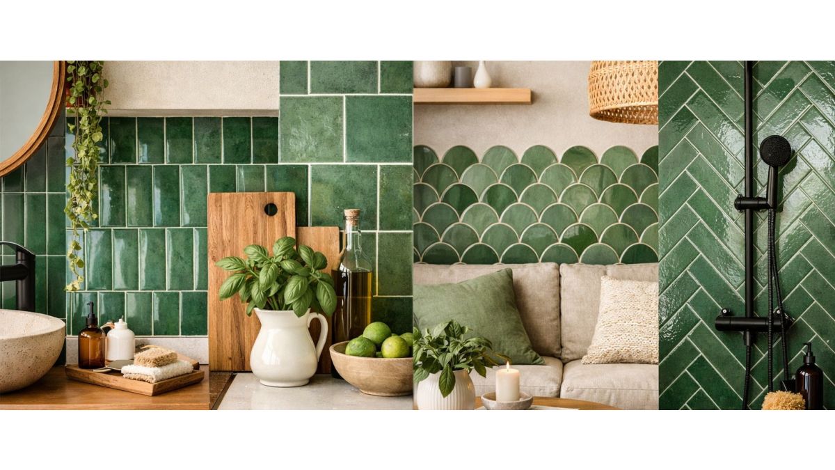 Verde în interior: 5 moduri de a folosi faianța verde fără exces