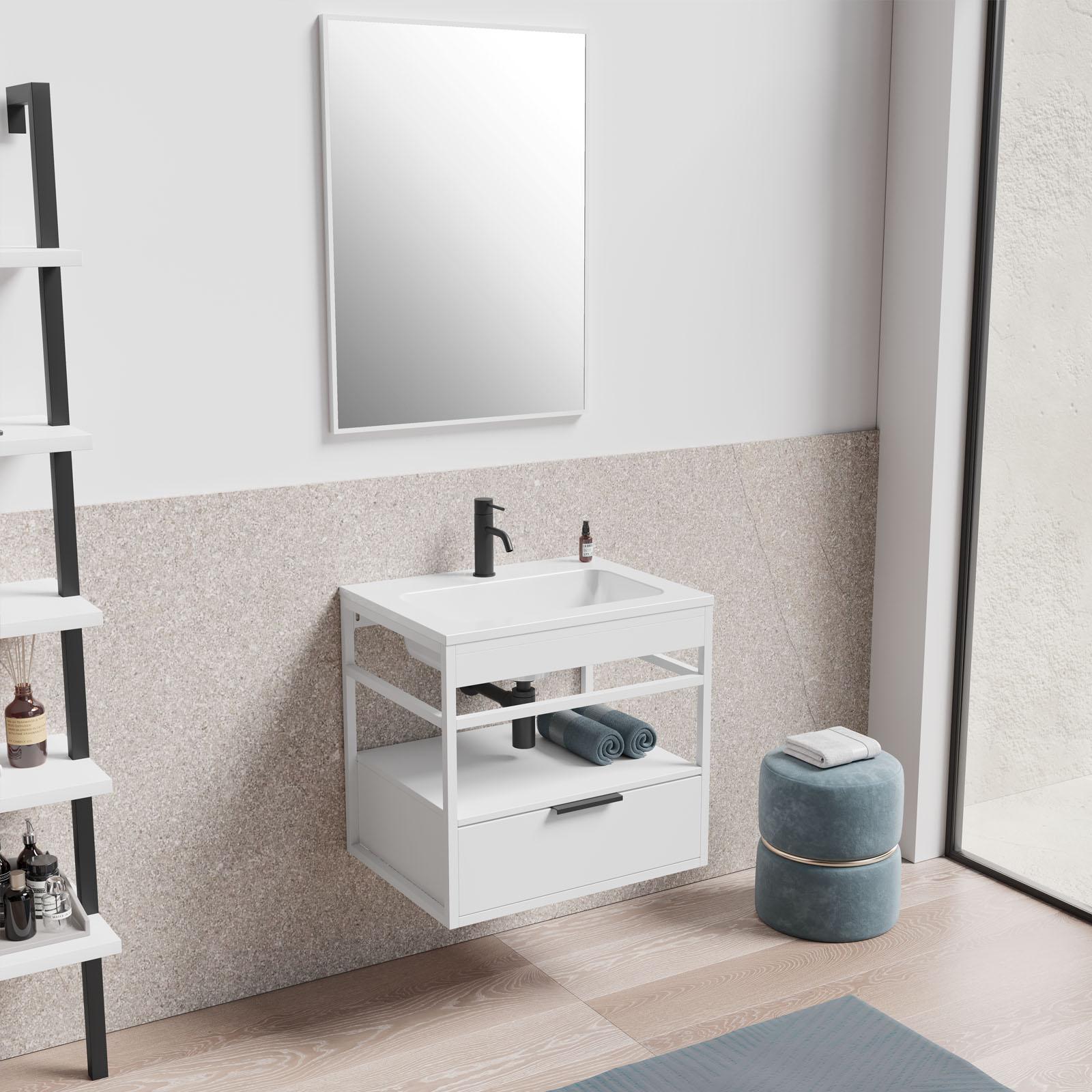 Set Complet Mobilier Baie Suspendat Sierra Finisaj Alb 60 cm