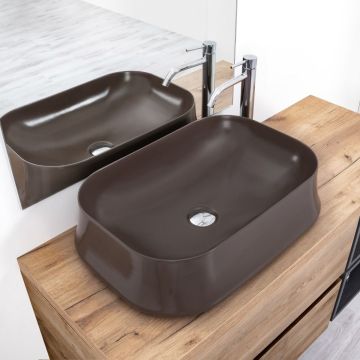 Lavoar cu Montaj pe Blat Simas Sharp Culoare Chocolate Mat 60x42
