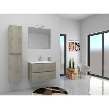 Set Mobilier Suspendat Baie Harmony Gri Ciment 61 cm