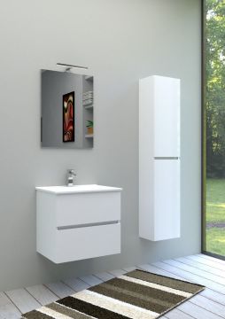 Set Mobilier Suspendat Baie Harmony 61 cm Alb Lucios
