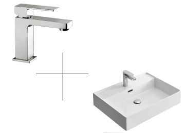 Set Robinet Elle + Lavoar Dreptunghiular Hidra Kiub KI60