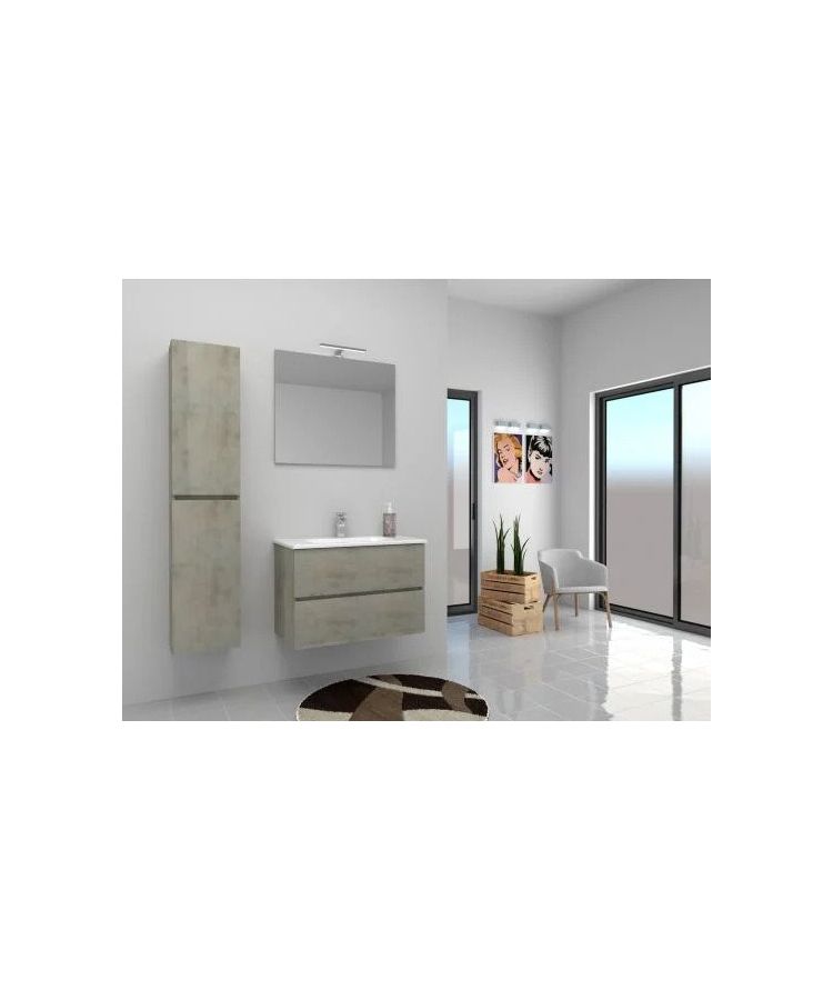 Set Mobilier Suspendat Baie Harmony Gri Ciment 61 cm 