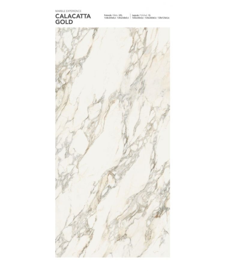 Gresie Calacatta Gold Lucios 160x320x0,6 cm