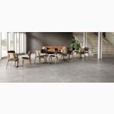 Gresie Exterior Piemme Glitch Ash 60x60 cm Antiderapanta – ambient hol, spatiu comercial cu scaune, canapea si scara moderna, pe pardoseala