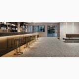 Gresie Piemme Venetian Marble Cloud 60x60 cm Mat – ambient comercial, bar cu scaune inalte si pardoseala gresie terrazzo