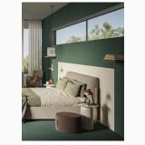 Gresie Portelanata Piemme Homey Chalk 60x120 cm Mat – ambient dormitor, dormitor verde cu pat bej, pardoseala verde mata