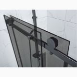 Usa Dus Culisanta Wst 01 Profil Negru Sticla Fumurie 115-120x200 cm – detaliu, detaliu sistem culisant cu sticla fumurie si robinet perete