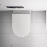Set Bide + Vas WC la Perete Volga Cu Capac Soft-Close – ambient baie, vas wc suspendat alb pe perete gresie gri