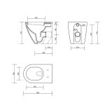 Set Bide + Vas WC la Perete Volga Cu Capac Soft-Close – schita tehnica, desen tehnic cu cote vas wc suspendat