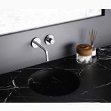 Baterie Incastrata Lavoar Paffoni Jo Finisaj Crom – ambient baie, baterie crom montata perete peste blat marmura neagra