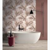 Faianta Decor ABK Fern 60x120 cm – ambient baie, baie moderna cu cada freestanding si perete floral