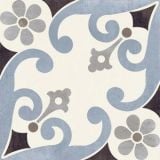Gresie Decorata Paris Montmartre Blu 20x20 cm – placa decorativa cu motive florale albastru gri crem