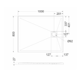 Cadita Dus Compozit Forma Crem 100x80 cm – schita tehnica, desen tehnic cadita dus cu dimensiuni si sectiune