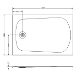 Cadita Dus Compozit Tonda Gri 80x120 cm – schita tehnica, desen tehnic cu dimensiuni cadita dus si scurgere