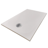 Cadita Dus Compozit Tonda Crem 80x120 cm – cadita dus alba cu scurgere pe fundal alb