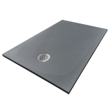 Cadita Dus Compozit Tonda Gri 80x120 cm – cadita gri rectangulara cu scurgere izolata pe fundal alb
