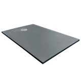 Cadita Dus Compozit Tonda Gri 80x120 cm – cadita dus gri pe fundal alb, izolata