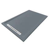 Cadita Dus Compozit cu Rigola Unika Gri 80x120 cm – cadita gri cu rigola pe fundal alb