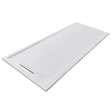 Cadita Dus Compozit cu Rigola Unika Alb 70x140 cm – cadita dus alba cu rigola izolata pe fundal alb