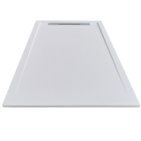 Cadita Dus Compozit cu Rigola Unika Alb 70x140 cm – cadita dus alba rectangulara cu rigola pe fundal neutru