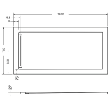 Cadita Dus Compozit cu Rigola Unika Crem 70x140 cm – schita tehnica, desen tehnic cu dimensiuni cadita dus rigola