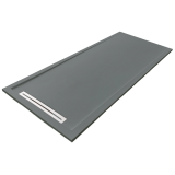 Cadita Dus Compozit cu Rigola Unika Gri 70x140 cm – cadita gri cu rigola izolata pe fundal alb