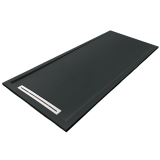 Cadita Dus Compozit cu Rigola Unika Negru 70x140 cm – cadita dus neagra cu rigola pe fundal alb