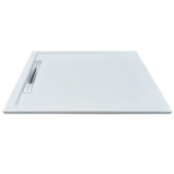 Cadita Dus Compozit cu Rigola Unika Alb 80x80 cm – cadita de dus alba cu rigola, fundal neutru
