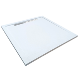 Cadita Dus Compozit cu Rigola Unika Alb 80x80 cm – cadita alba patrata cu rigola izolata pe fundal alb