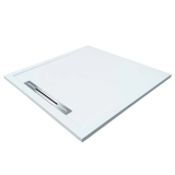 Cadita Dus Compozit cu Rigola Unika Alb 80x80 cm – cadita de dus alba cu rigola cromata izolata