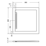 Cadita Dus Compozit cu Rigola Unika Alb 80x80 cm – schita tehnica, desen tehnic cu dimensiuni cadita dus si rigola