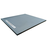 Cadita Dus Compozit cu Rigola Unika Gri 80x80 cm – cadita dus gri cu rigola pe fundal alb