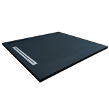 Cadita Dus Compozit cu Rigola Unika Negru 80x80 cm – cadita dus neagra cu rigola, izolata pe fundal alb
