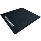 Cadita Dus Compozit cu Rigola Unika Negru 80x80 cm – cadita neagra patrata cu rigola izolata pe fundal alb