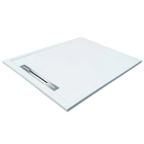 Cadita Dus Compozit cu Rigola Unika Alb 80x100 cm – cadita dus alba cu rigola cromata, izolata