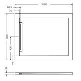 Cadita Dus Compozit cu Rigola Unika Alb 80x100 cm – schita tehnica, desen tehnic cu dimensiuni cadita si rigola laterala