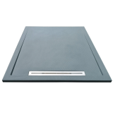 Cadita Dus Compozit cu Rigola Unika Gri 80x100 cm – cadita gri cu rigola pe fundal alb