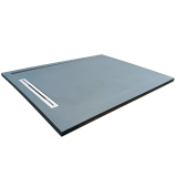 Cadita Dus Compozit cu Rigola Unika Gri 80x100 cm – cadita dus gri cu rigola pe fundal alb