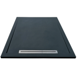 Cadita Dus Compozit cu Rigola Unika Negru 80x100 cm – cadita de dus neagra cu rigola inox pe fundal alb