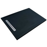 Cadita Dus Compozit cu Rigola Unika Negru 80x100 cm – cadita dus neagra cu rigola, fundal alb