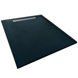 Cadita Dus Compozit cu Rigola Unika Negru 80x100 cm – cadita dus neagra cu rigola, fundal alb