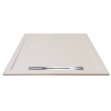 Cadita Dus Compozit cu Rigola Unika Crem 90x90 cm – cadita dus crem cu rigola metalica pe fundal alb