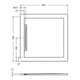 Cadita Dus Compozit cu Rigola Unika Crem 90x90 cm – schita tehnica, desen tehnic cu dimensiuni cadita dus patrata